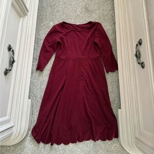 Pinkblush Deep Red Maternity Scallop Knit Dress Small
